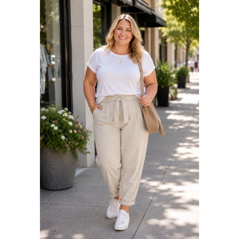 Athleta Skyline Pant II Size 16 Beige Travel Jogger Tie Waist Pants